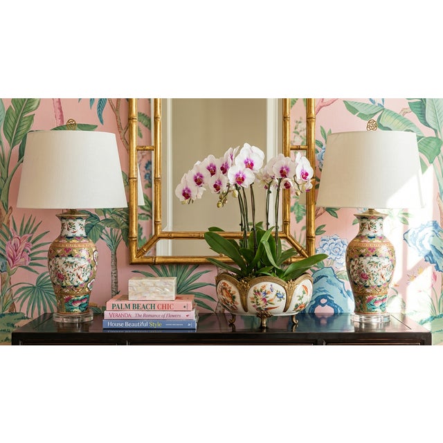 French Canton Porcelain Vase Table Lamp, Imari Style Painted Famille Rose For Sale - Image 3 of 7
