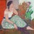 Portrait of a pensive woman', oil-pastel on board, by michel sarazin (circa 2000). A quietly captivating interior scene,...