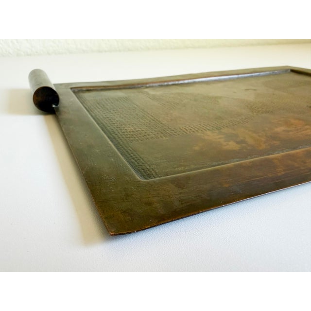 Bronze Brutalist Bronze Tray With Geometric Relief, 1960s For Sale - Image 8 of 14