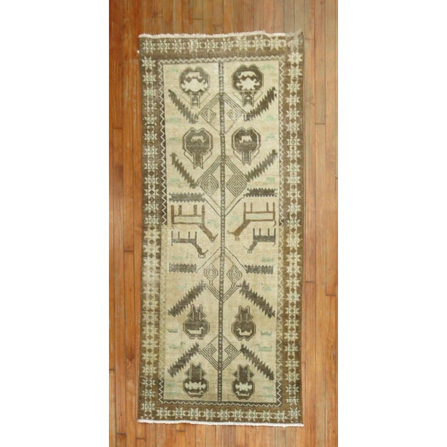 Brown Vintage Tribal Pictorial Runner - 3' x 6'9" For Sale - Image 8 of 8