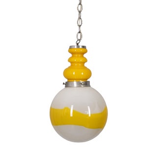 Vintage Space Age Italian Yellow Glass Chandelier, 1970s For Sale