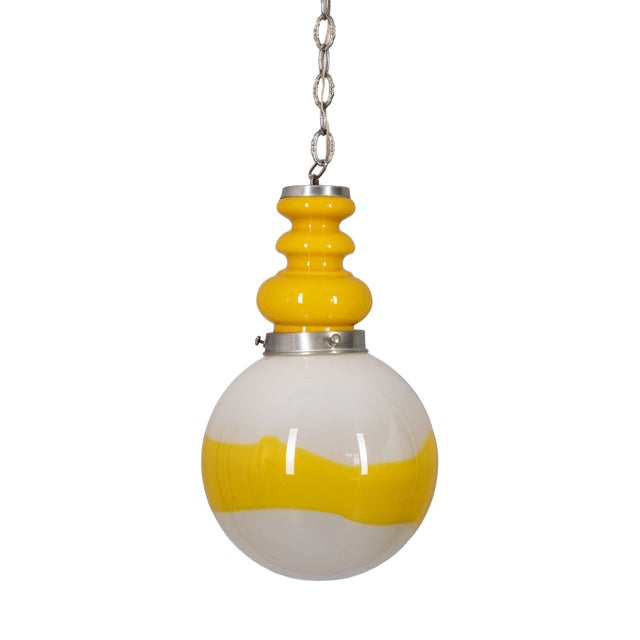 Vintage Space Age Italian Yellow Glass Chandelier, 1970s For Sale