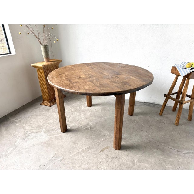 Brutalist Round Table in Oak, 1950s For Sale - Image 4 of 18