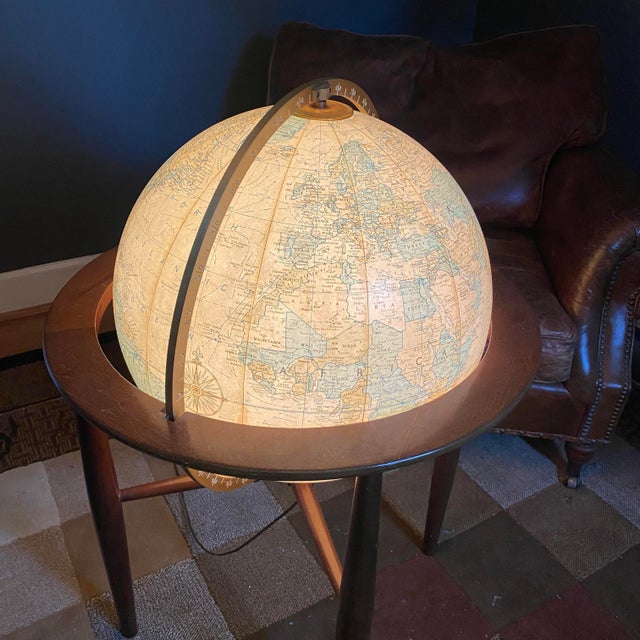 Replogle "Finley" Illuminated Floor Globe on Mahogany Stand Electric For Sale - Image 9 of 9