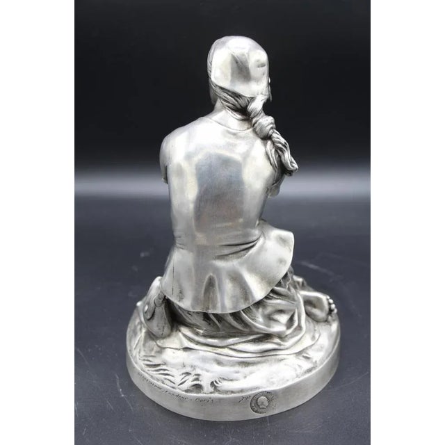 Chapu, Barbedienne Sculpture of Joan of Arc, 1800s, Bronze with Silver Patina For Sale - Image 4 of 9