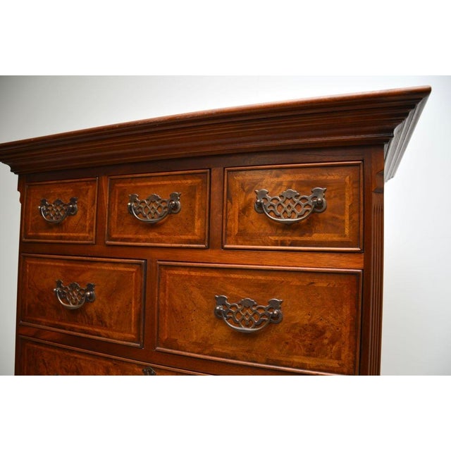 Brown Walnut Chest on Chest of Drawers, 1950s For Sale - Image 8 of 11
