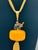Gemstone 1940s Bakelite Amber Necklace W/ Tiger’s Eye Elephant Pendant & Gold Chain Tassels For Sale - Image 7 of 8