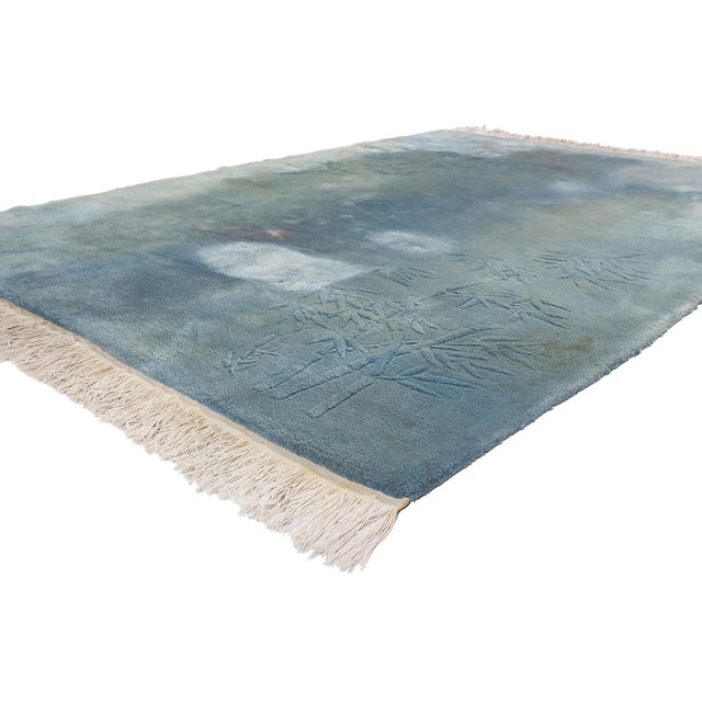 79535 Vintage Chinese Art Deco Rug, 06'01 x 08'05. The Scholar’s Bamboo Garden: A Chinese Art Deco Masterpiece of Quiet...