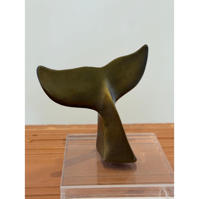 Brazilian Modernist Bronze Whale Fluke Sculpture on Acrylic Base, 1970s For Sale - Image 10 of 13