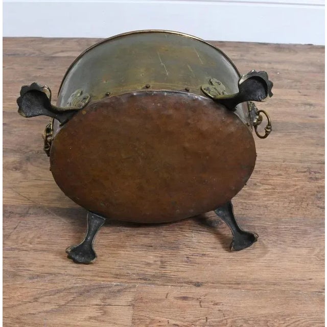 Antique Copper Log Bin in Brass For Sale - Image 5 of 9