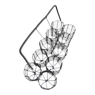 1920s French Wire Wine Bottle Carrier Rare Find For Sale