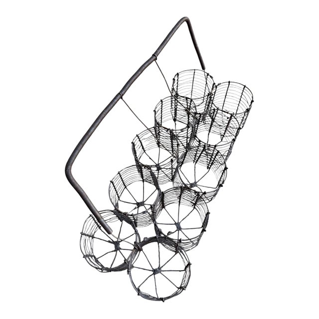1920s French Wire Wine Bottle Carrier Rare Find For Sale