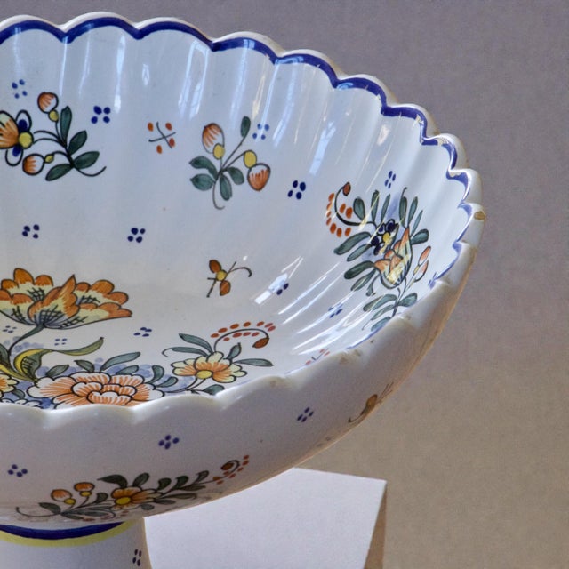 Ceramic Vintage French Moustiers Pedestal Cup, 1950 For Sale - Image 7 of 8