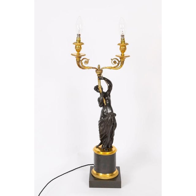 Antique French Bronze and Ormolu Two Light Candelabra, Set of 2 For Sale - Image 17 of 18