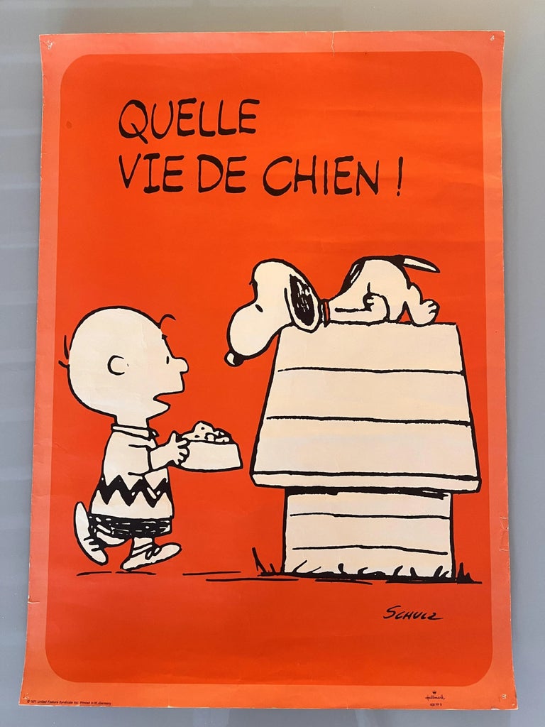 Vintage French Snoopy It's a Dog's Life Poster after Charles