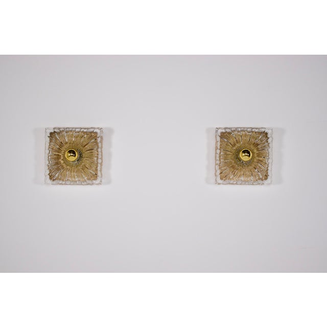 Hollywood Regency Shabby Chic Pressed Glass Wall Sconces, 1970s, Set of 2 For Sale - Image 3 of 12