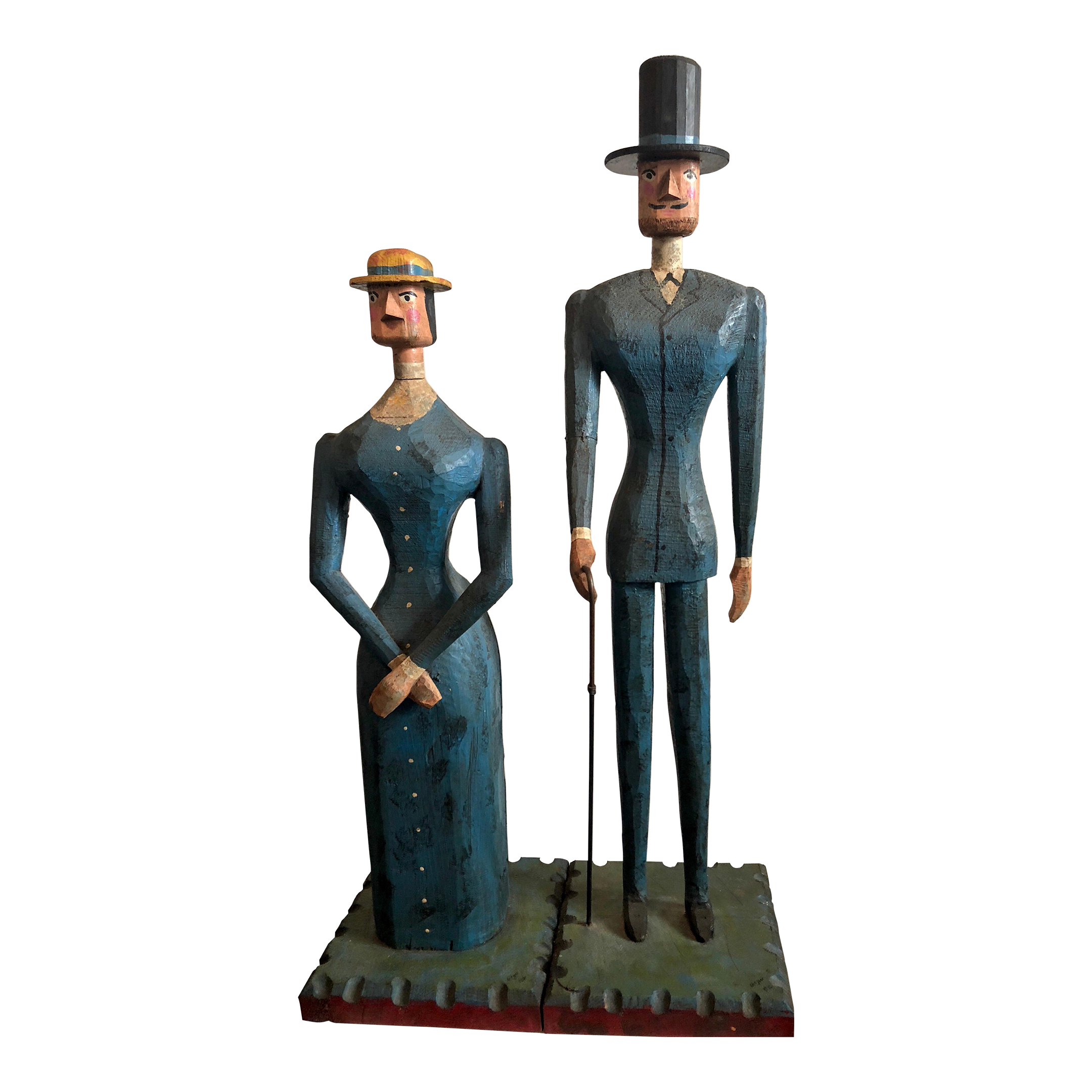 Curtis Jeré, Hand Carved Painted Wood Folk Art Americana Sculpture