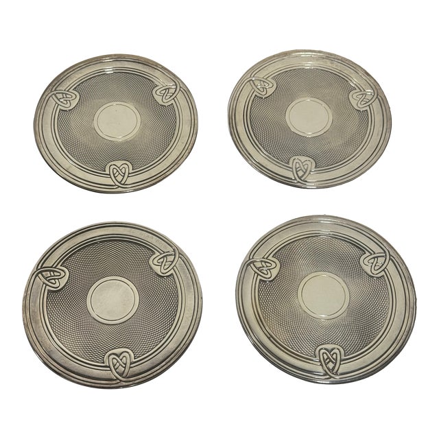 Mid 20th Century Mid-Century Modern Christofle France Silverplate Wine Bottle Coasters- Set of 4 InBox For Sale