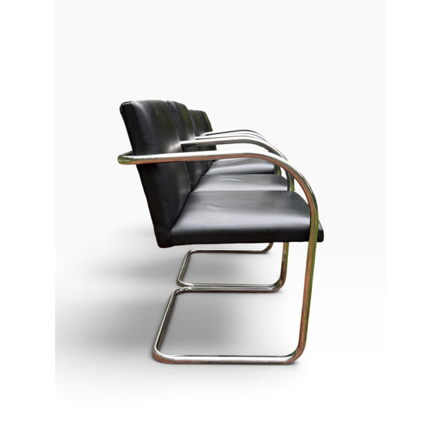 Metal Set of 4 Mies Van Der Rohe Brno Tubular Chairs for Knoll — Chrome & Leather For Sale - Image 7 of 13