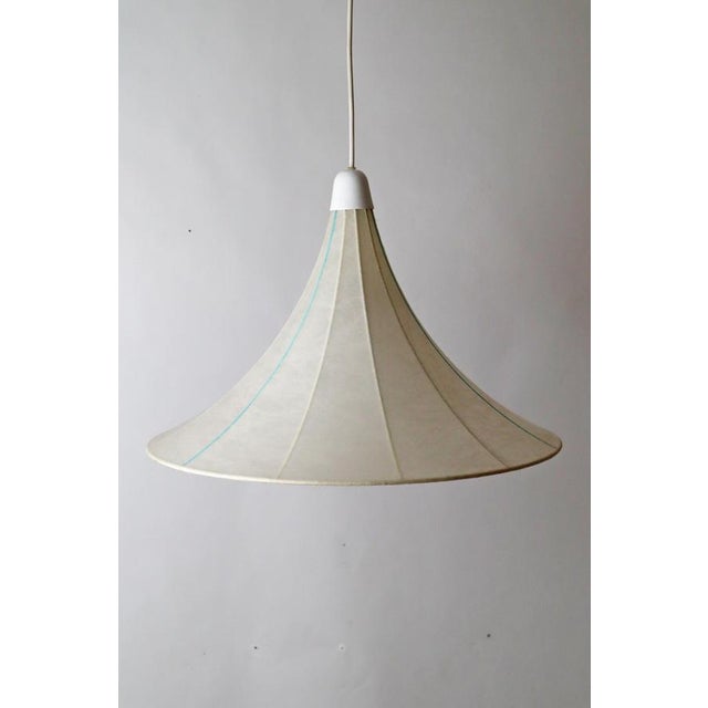 Cocoon Hanging Lamp in the Shape of Tulipan with Turquoise Stripes, 1960s For Sale - Image 12 of 18