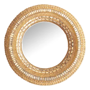 20th Century French Golden Talosel and Glass Convex Mirror