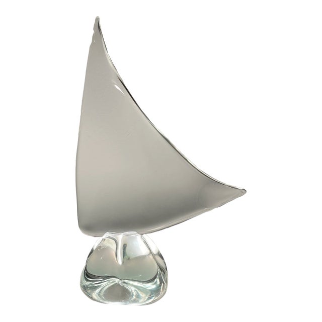 Vintage Crystal Sailboat Sculpture Signed For Sale