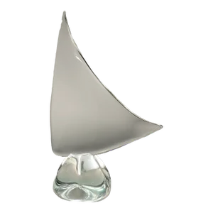 Vintage Crystal Sailboat Sculpture Signed
