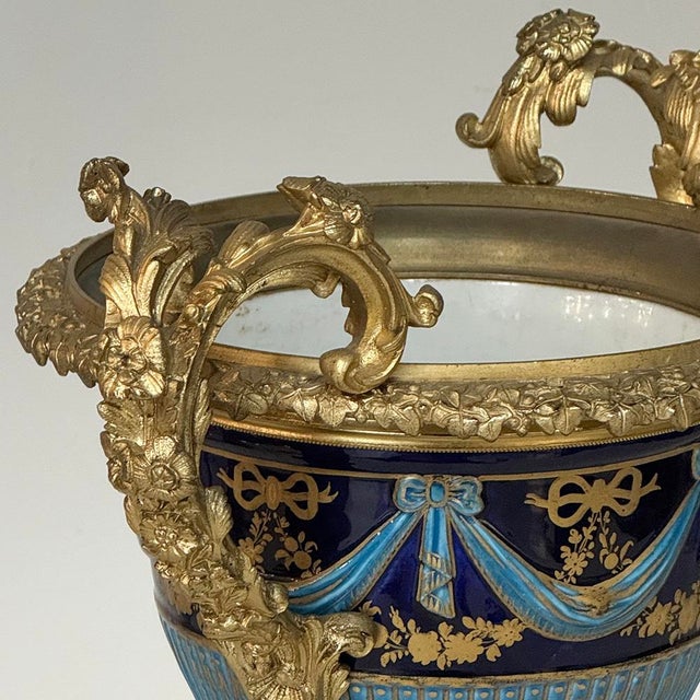 19th Century French Porcelain Vase in the Sèvres Style With Gilt Bronze Mounts For Sale - Image 13 of 18
