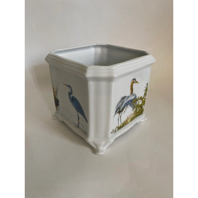 French Porcelain Heron Cachepot For Sale - Image 3 of 6