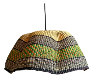 Vintage Bolga Wave Tribal Organic Basket Pendant Light