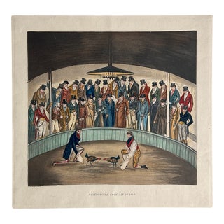 Henry Alken Cock Fight Hand-Colored Aquatint For Sale