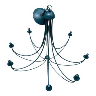 1980s Deep Teal Blue Chandelier For Sale