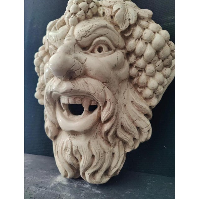 Fountain Mask with Face of Faun with Grapes in Asiago White Marble, Venice For Sale - Image 10 of 12