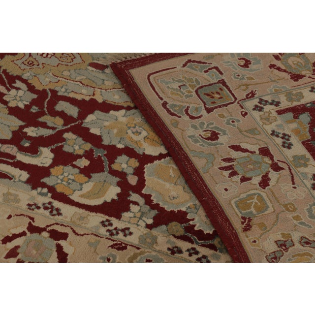 Beige Antique Tetex Hooked Rug, Crimson Field With Floral Patterns - Rug & Kilim For Sale - Image 8 of 8