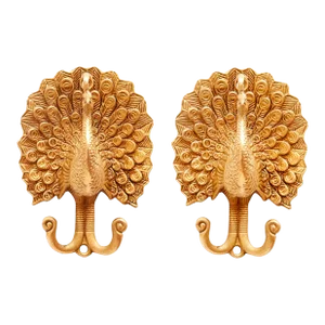 Brass Peacock Wall Hooks - a Pair
