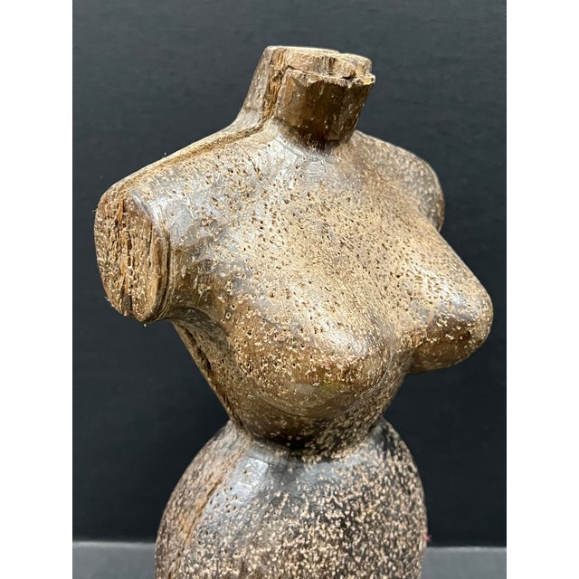 Late 20th Century Carved Wood Female Torso Sculpture For Sale - Image 4 of 10
