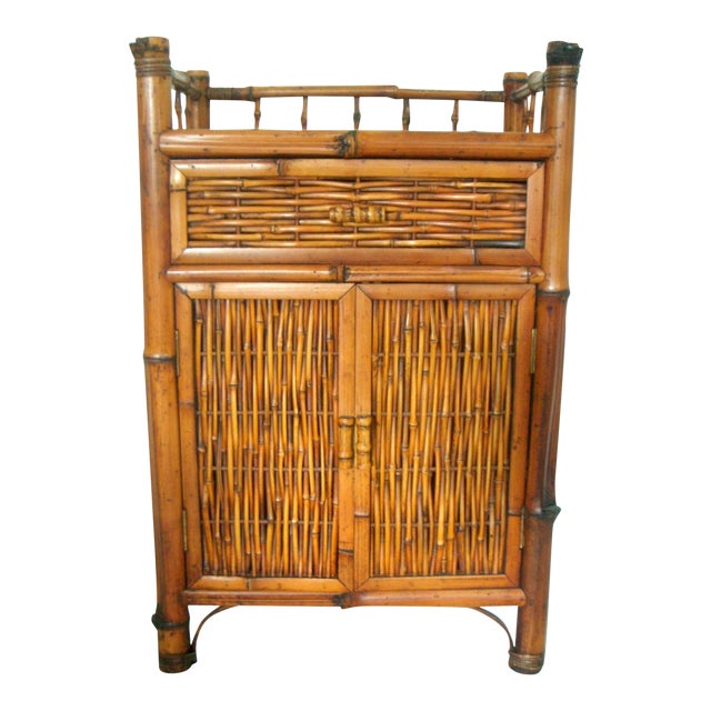 Vintage Oriental Bamboo Cane Storage Chairish