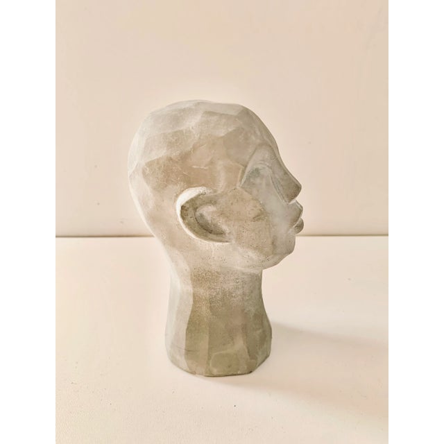 Modern Contemporary Faux Stone Gray Head Sculpture For Sale - Image 4 of 8