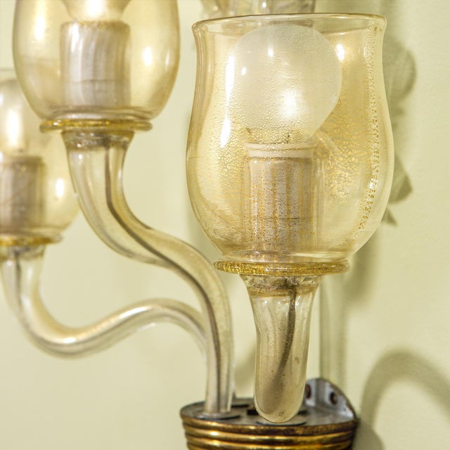 Wall Sconces in Murano Glass by Archimede Seguso for Seguso, 1940, Set of 2 For Sale - Image 4 of 7