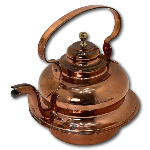 This Really is an Exceptionally Nice Large Size Antique American Copper & Brass Tea Kettle. Circa Late 19th Century. It is...