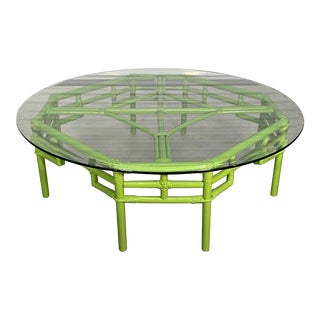 Rattan Octagonal Fretwork Coffee Table For Sale