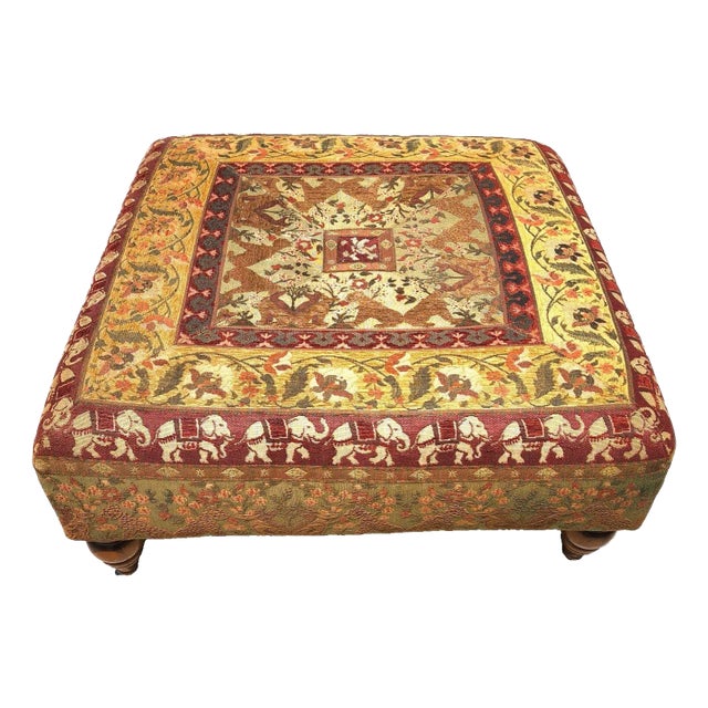 Large Ottoman With Leopards Dogs Elephants For Sale