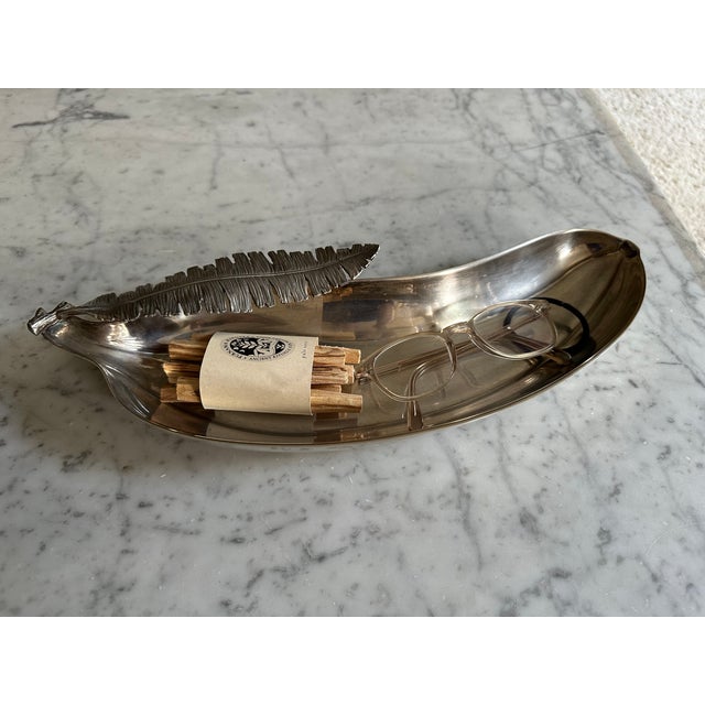 Vintage Hollywood Regency Silver-Plated Banana-Shaped Tray, Italy, 1970s For Sale - Image 3 of 18