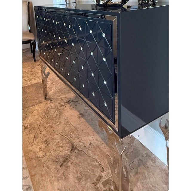 Hollywood Regency Michael Amini Hollywood Swank Sideboard Cabinet Storage For Sale - Image 3 of 12