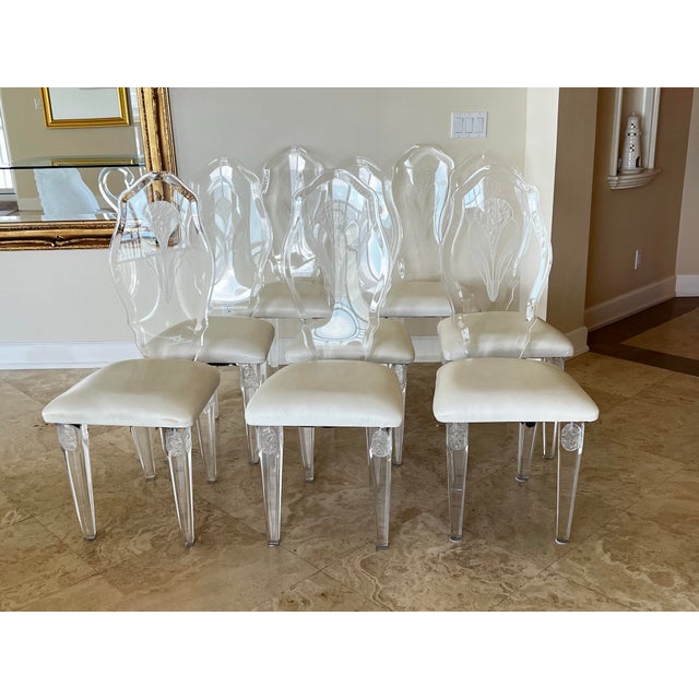Vintage Acrylicore /Shahrooz Hollywood Regency Style Lucite Dining Chairs - Set of 8 For Sale In West Palm - Image 6 of 12