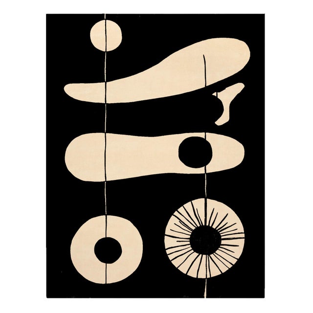 Modern Black and White Rectangular Solaris Rug by Tapis Studio for Hommés Studio For Sale - Image 4 of 4