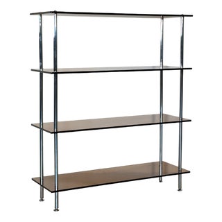 Vintage Glass and Steel Shelf, 1970s For Sale