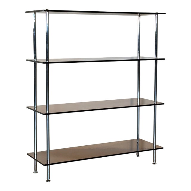 Vintage Glass and Steel Shelf, 1970s For Sale