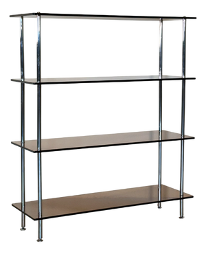 Vintage Glass and Steel Shelf, 1970s