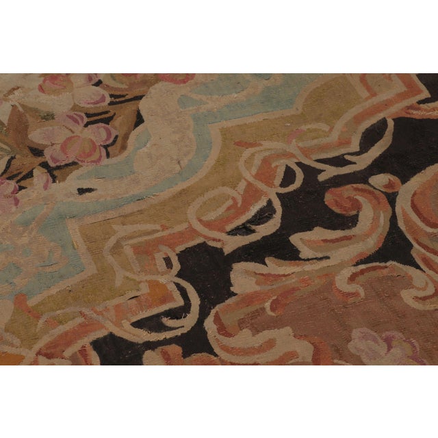 Textile Antique French Aubusson Rug, Monumental Medallion in Terra-Cotta and Black - Rug & Kilim For Sale - Image 7 of 9